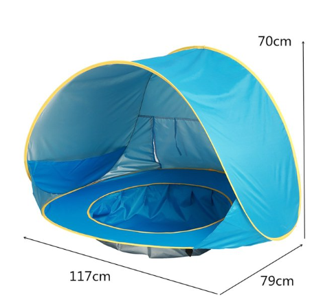 Soléane - Sommerzelt für Kinder BabyShade mit faltbarem Pool für den Strand, im Sack verstaubar