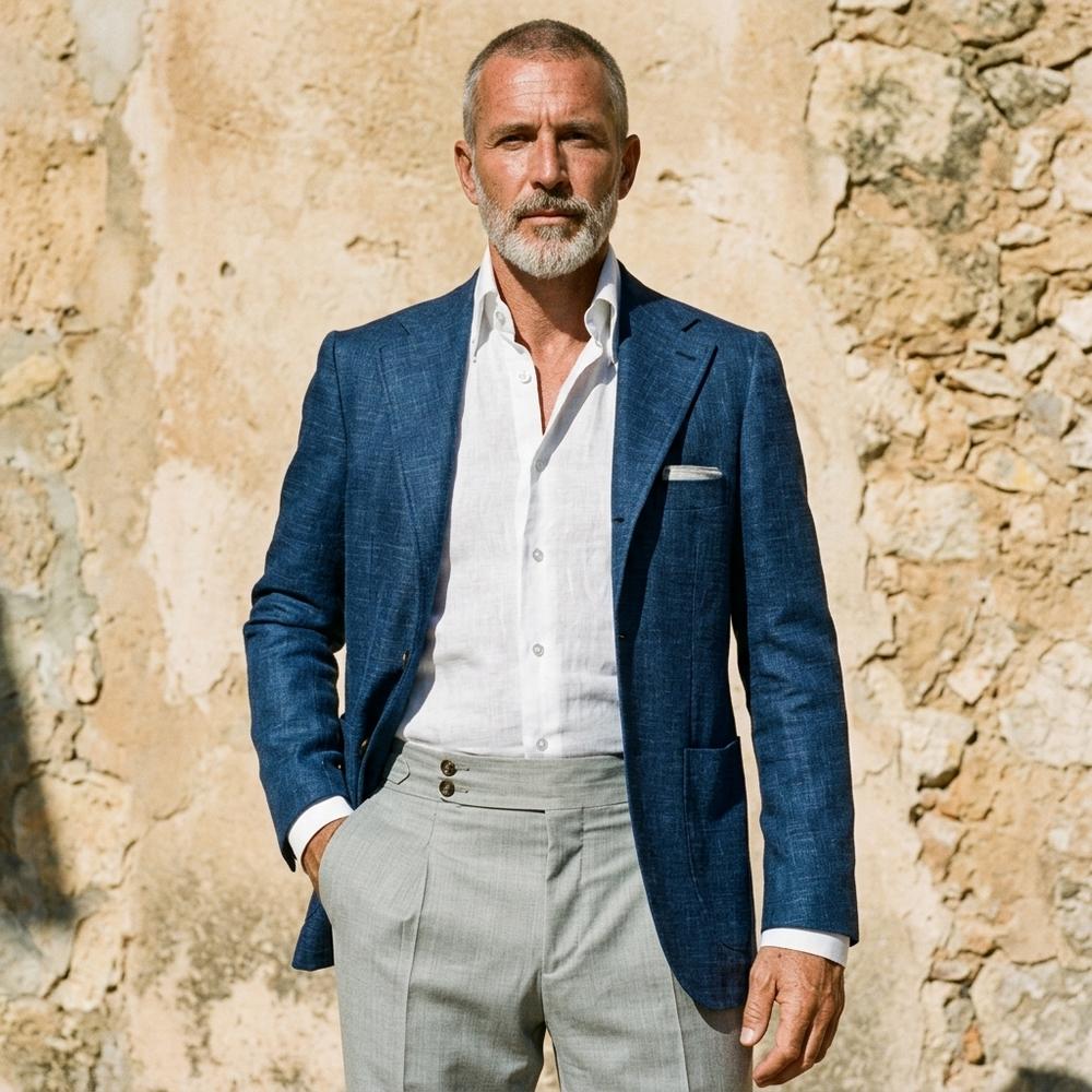Elegantes Herren Sakko mit Leinenstruktur – Sommer Blazer Slim Fit & Atmungsaktiv