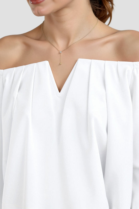 Elegante Off-Shoulder Bluse für Damen mit V-Ausschnitt – Leichtes Sommer Top