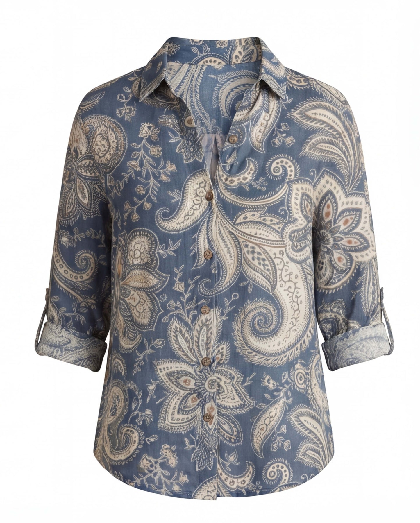 Leichte Damen Bluse mit floralem Print – Luftige Hemdbluse mit Knopfleiste & eleganter Passform