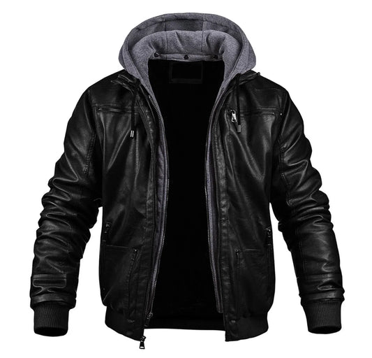 Geremy - Elegante Winterjacke aus hochwertigem Leder mit Kapuze