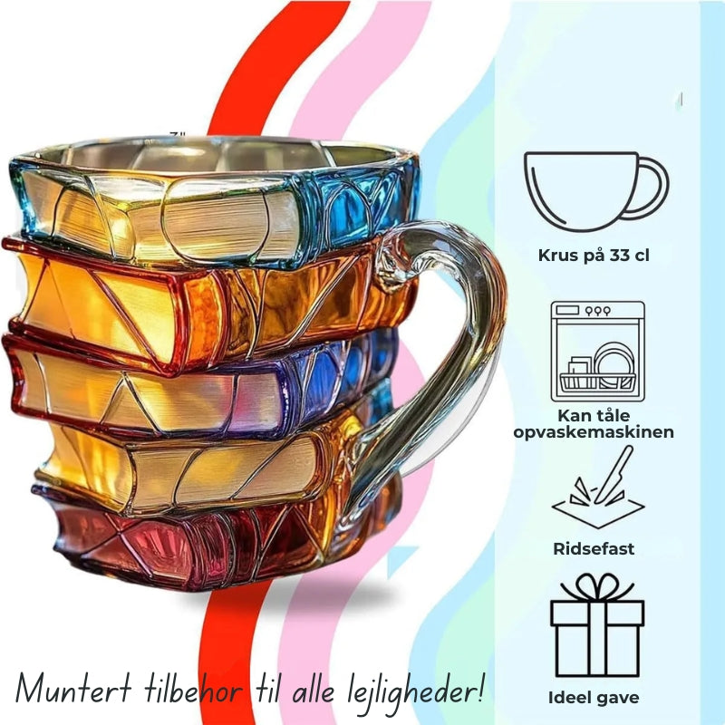 Livrélia - Handgefertigte und handbemalte 3D-Literaturkaffeetasse – Einzigartiges Geschenk für Bücherliebhaber