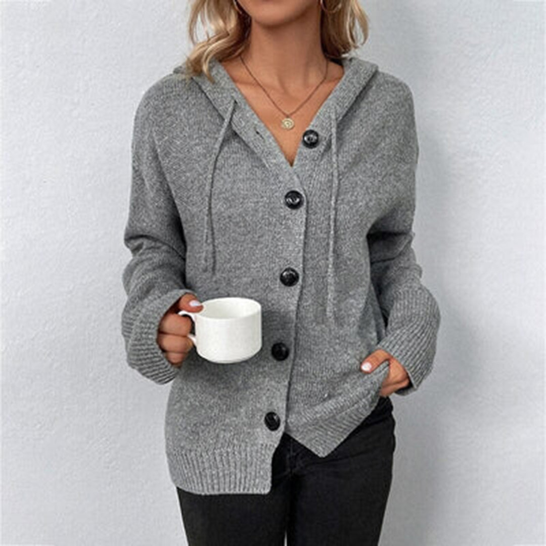 Strick Cardigan mit Kapuze & Knopfleiste – Warme Casual Jacke für Damen