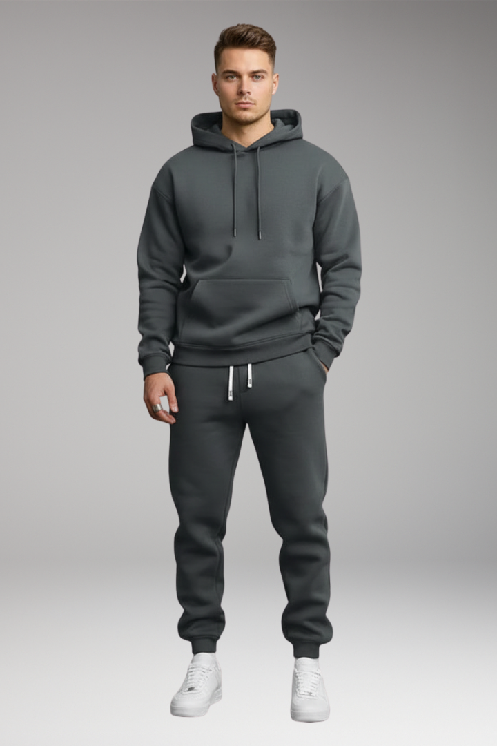 Virelian - Sportliches Natur-Jogginganzug-Set für Herren: Sweatshirt und Jogginghose
