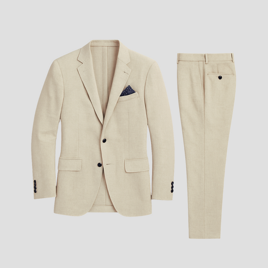 Fayden - Beigefarbenes Slim Fit Hochzeitsanzug für Herren – Frühling