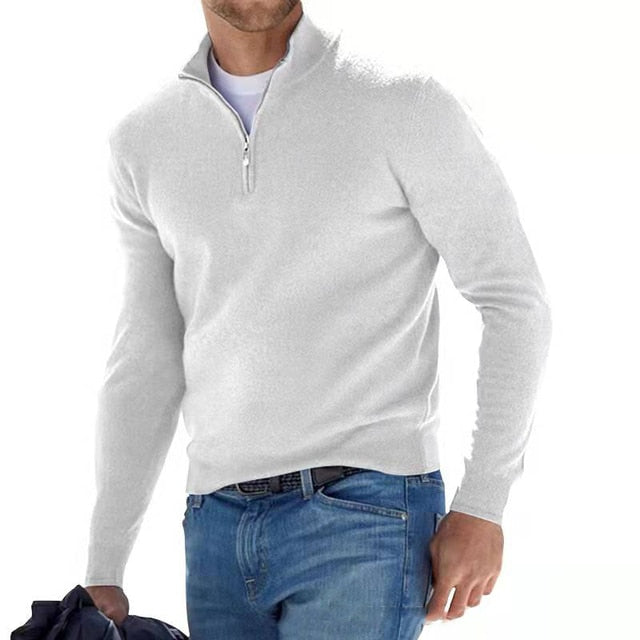 Enzo - Premium Pullover mit Reißverschlusskragen in einfarbigen Farben für Herren
