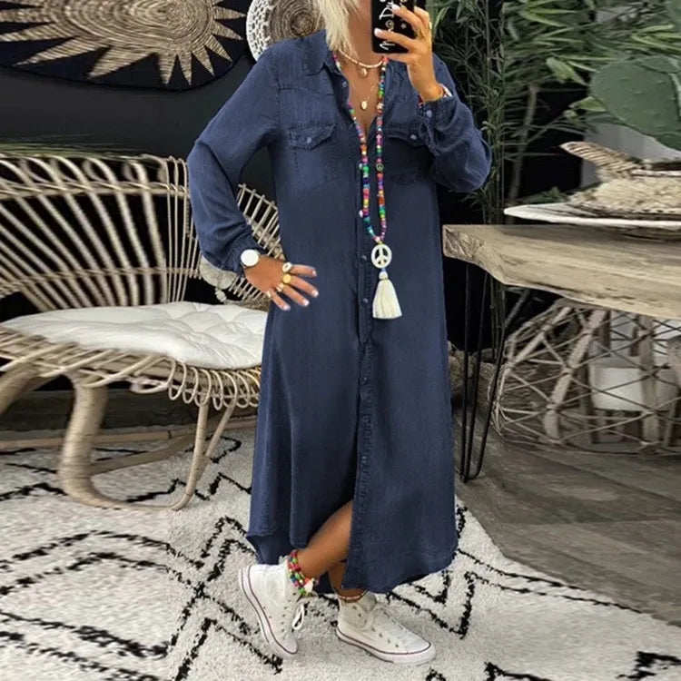 Victoire - Elegantes Jeanskleid | Langer Schnitt | Bequemes Sommerkleid
