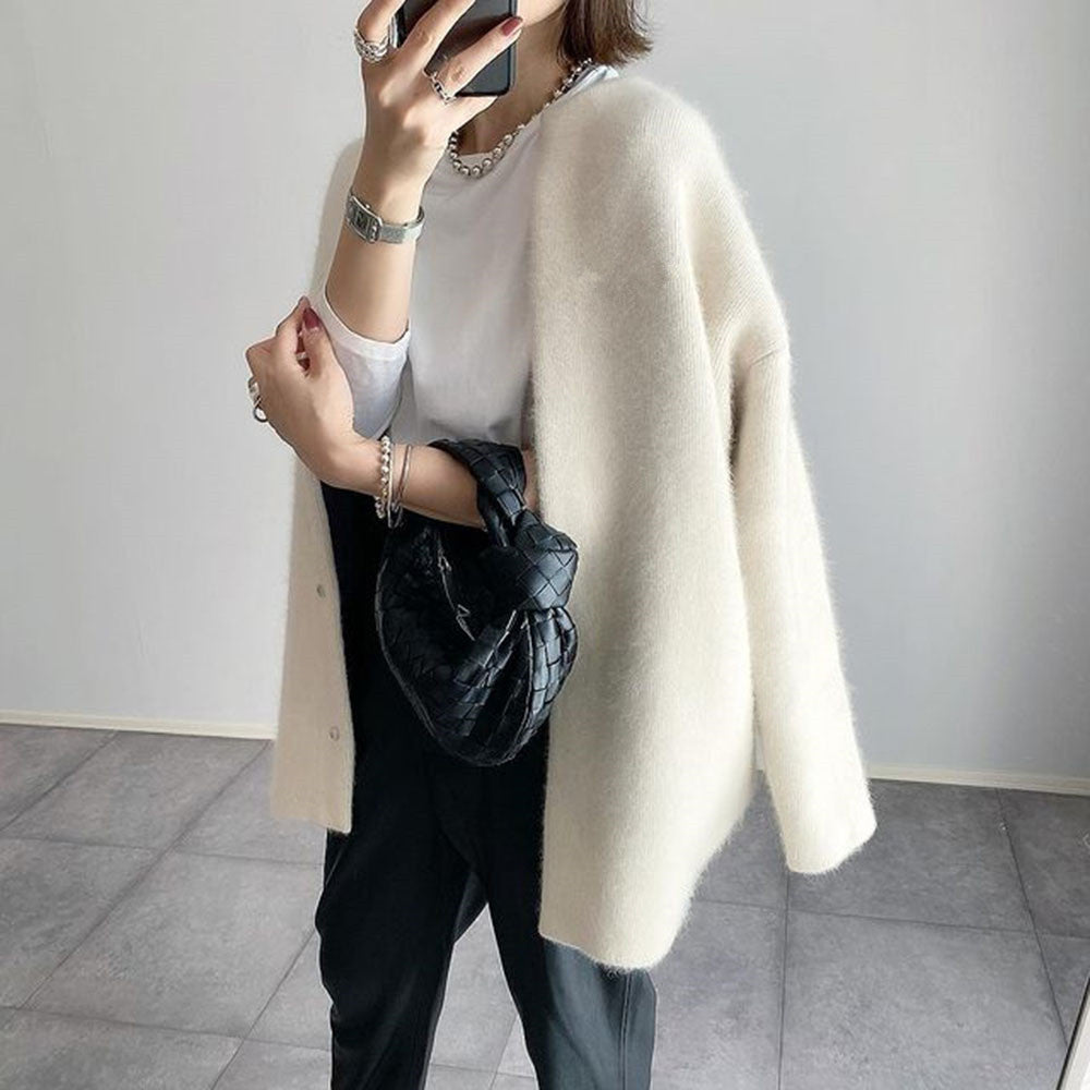 Eleganter Strick Cardigan für Damen – Weiche, Lange Strickjacke mit Knopfleiste & Lockerer Passform