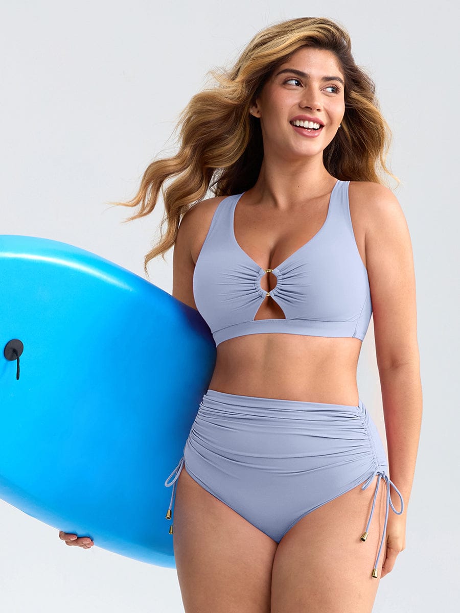 Figurformendes Bikini Set mit High Waist & Raffungen – Elegantes Push-Up Badeanzug Set für Damen
