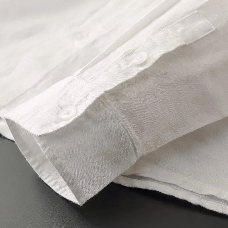 Leichtes Herren Leinenhemd mit Kapuze – Atmungsaktives Sommerhemd mit Knopfleiste