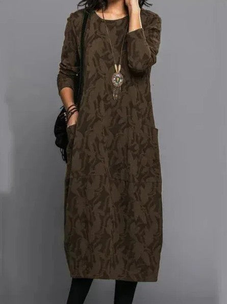 Ravelle - Bequeme Oversize-Frühjahrsrobe mit 3/4-Ärmeln, Blumenmuster und Taschen