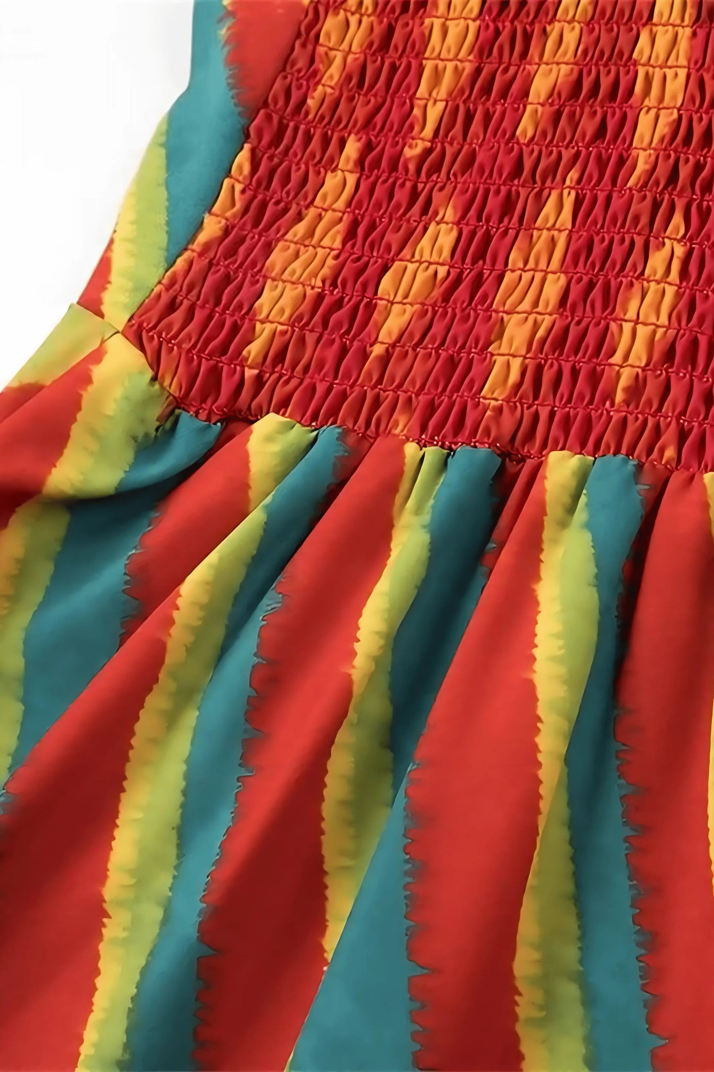 Aliénor - Maxikleid mit luftiger, farbenfroher Musterung, elegant für Frühling und Sommer, Bandeau-Stil mit feinen Spaghetti-Trägern