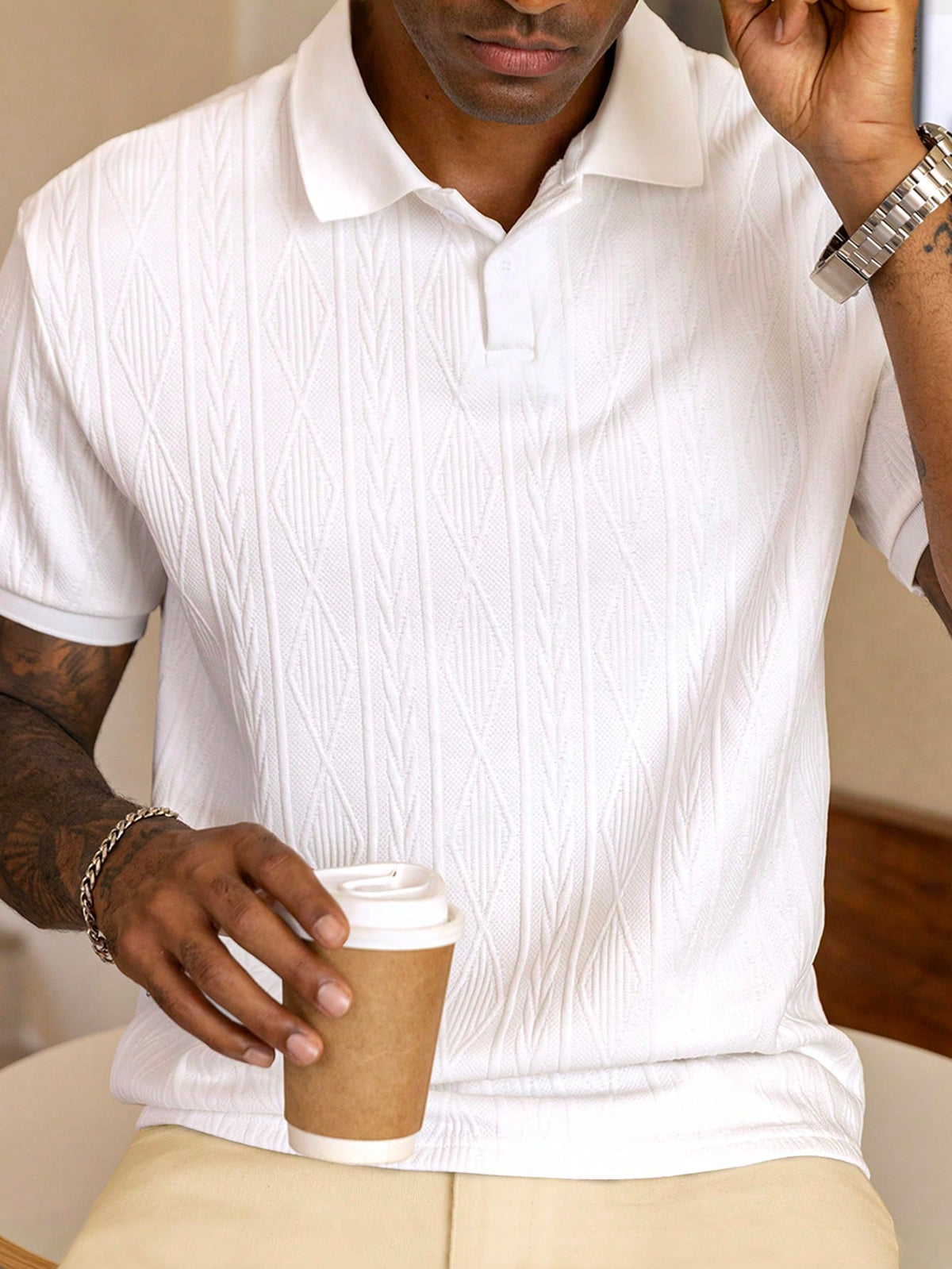 Strukturiertes Polo-Shirt für Herren – Elegantes Kurzarmshirt atmungsaktiv & stilvoll