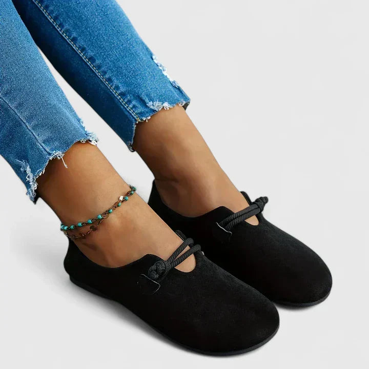 Bequeme Ballerina-Schuhe für Damen – Weiche Slip-On Flats mit Zierschnürung
