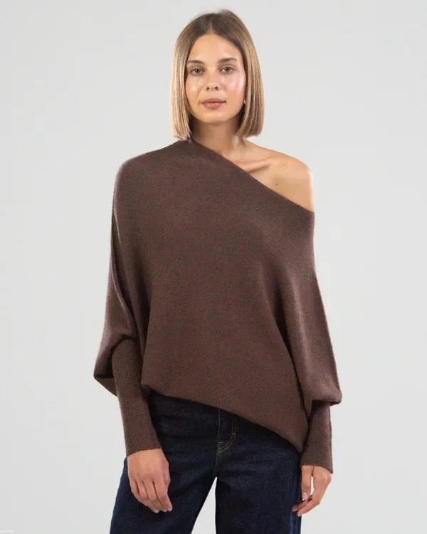 Rosalie - Luxuriöser Oversized-Pullover aus Kaschmir mit Freiliegenden Schultern für den Frühling