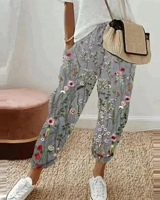 Lässige Sommerhose mit Print & elastischem Bund – Bequeme Freizeit Hose für Damen