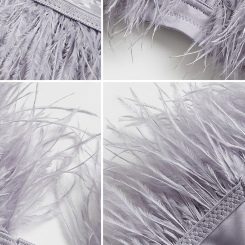 Elegantes Bandeau Feder-Top für Damen – Glamouröses Crop Top trägerlos & Statement-Look