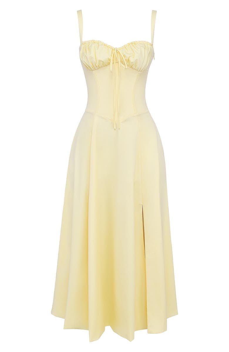 Noémie - Elegantes Frühlings-Balconette-Kleid für Frauen mit Taillierung, Schlitz und Blumenmuster