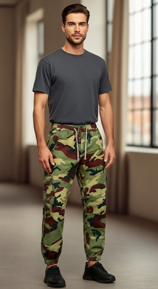 Maxime - Herren Cargo Jogger Pants, Militärstil, Baumwollmischung