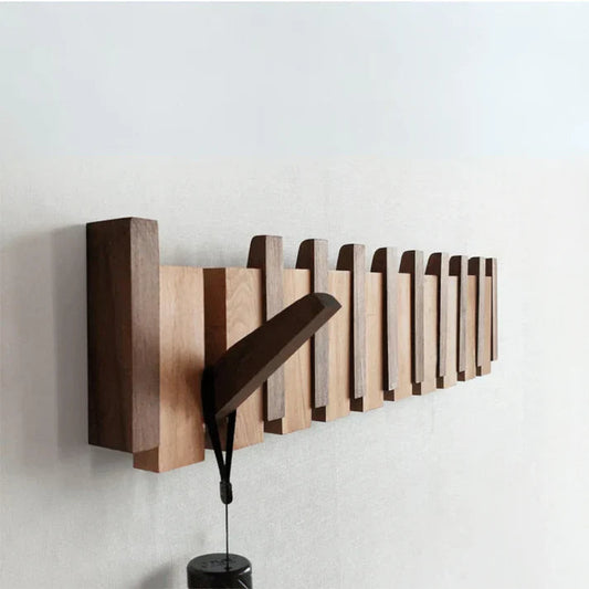 AriaBois - Stilvolle Holz-Garderobe mit Klavier-Tasten-Muster