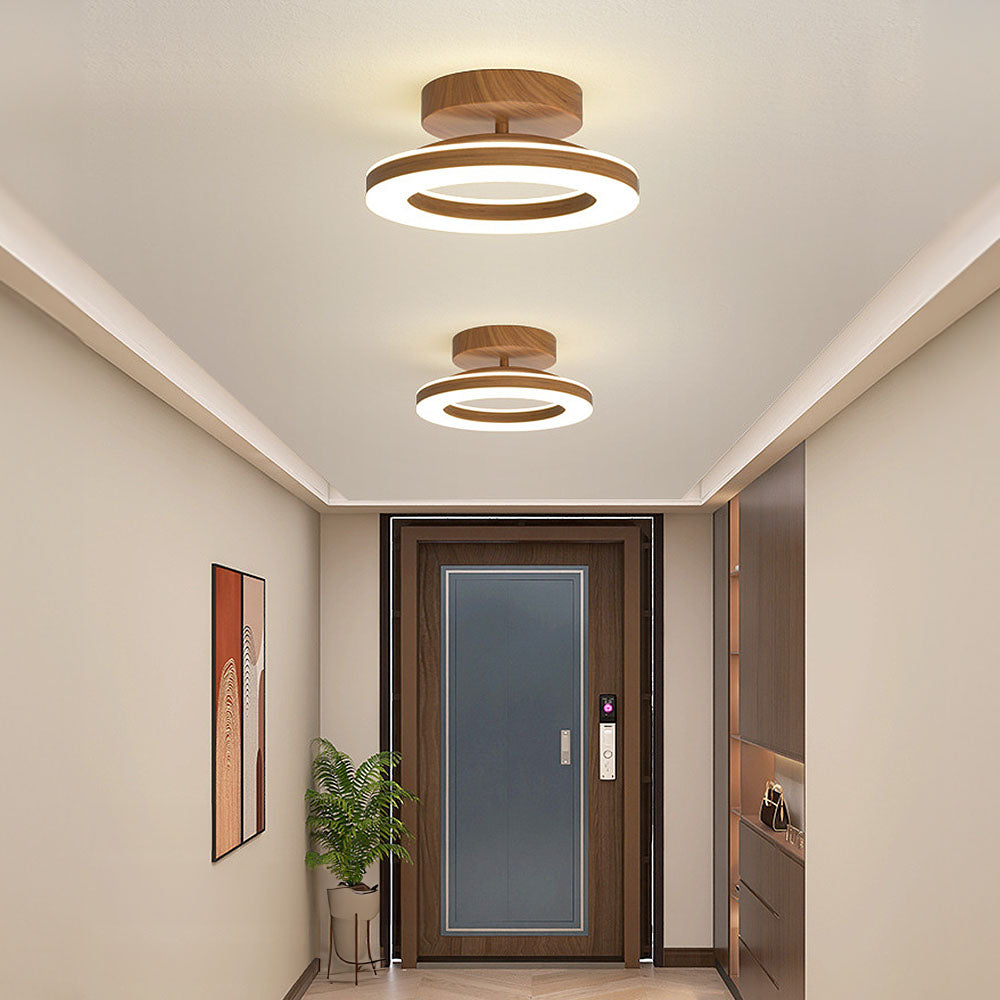 Annelis - LED Deckenlampe Offener Ring mit Holzrahmen