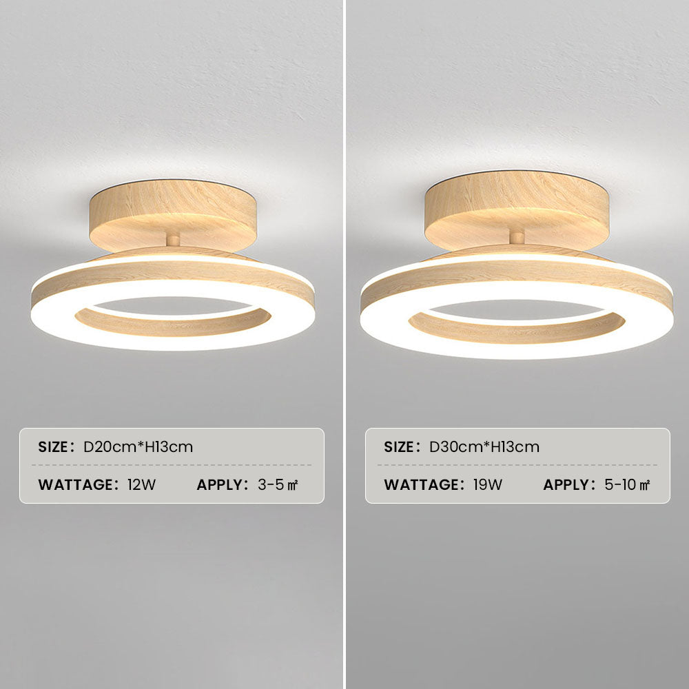Annelis - LED Deckenlampe Offener Ring mit Holzrahmen
