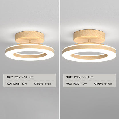 Annelis - LED Deckenlampe Offener Ring mit Holzrahmen