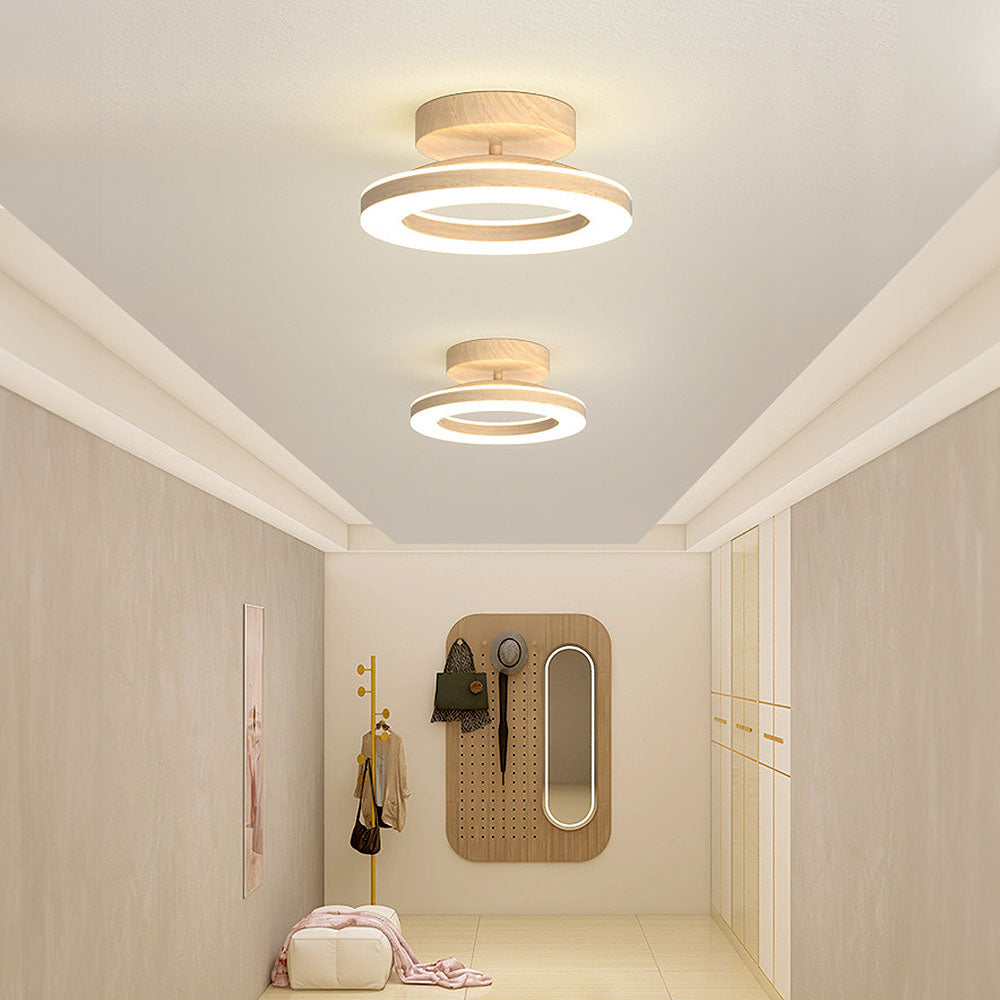 Annelis - LED Deckenlampe Offener Ring mit Holzrahmen