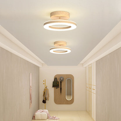 Annelis - LED Deckenlampe Offener Ring mit Holzrahmen