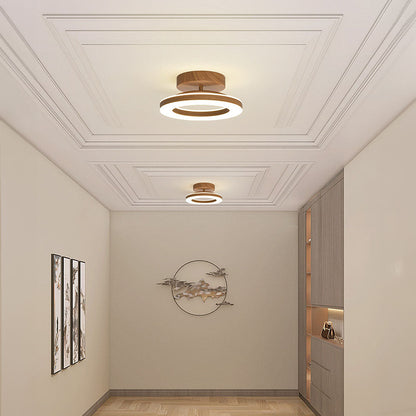 Annelis - LED Deckenlampe Offener Ring mit Holzrahmen