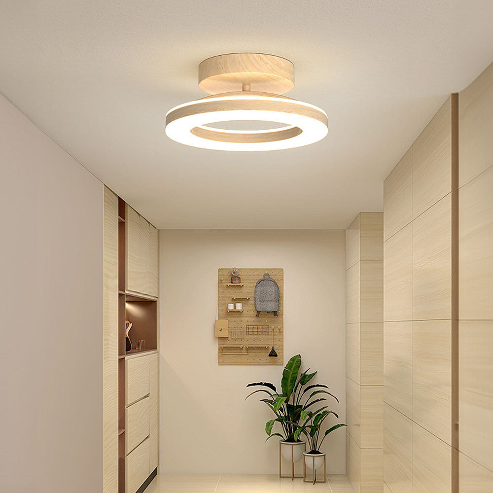 Annelis - LED Deckenlampe Offener Ring mit Holzrahmen