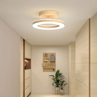 Annelis - LED Deckenlampe Offener Ring mit Holzrahmen