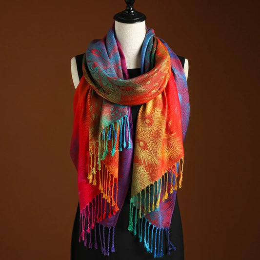 Eleganter Farbverlauf Schal mit Fransen – Weicher Damen Poncho & vielseitiges Tuch