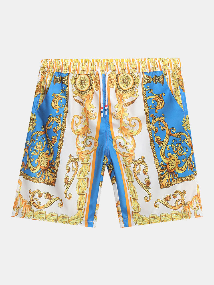 Stylisches Sommer Set mit Barock-Print – Kurzarm Hemd & Shorts für Herren