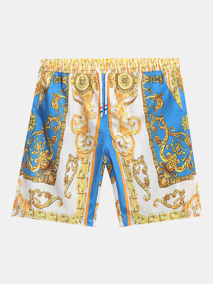 Stylisches Sommer Set mit Barock-Print – Kurzarm Hemd & Shorts für Herren