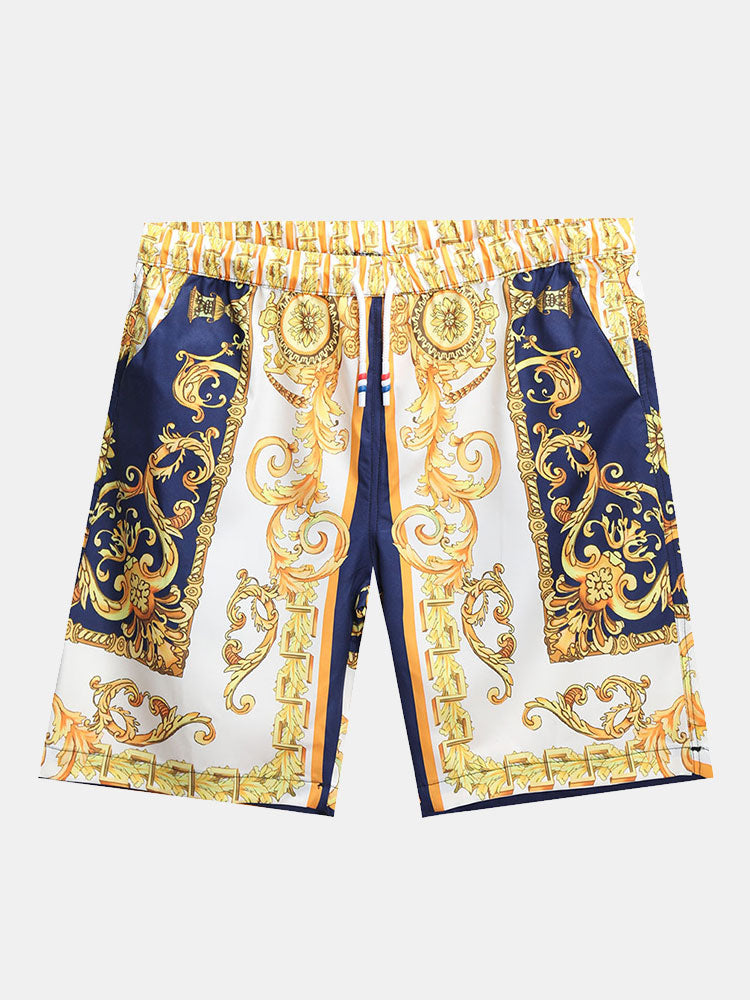 Stylisches Sommer Set mit Barock-Print – Kurzarm Hemd & Shorts für Herren