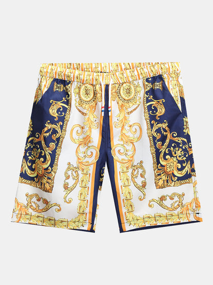 Stylisches Sommer Set mit Barock-Print – Kurzarm Hemd & Shorts für Herren