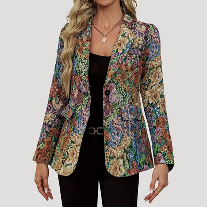 Eleganter Blumen-Blazer mit tailliertem Schnitt für Damen – Stilvoll & Modern für Business & Alltag