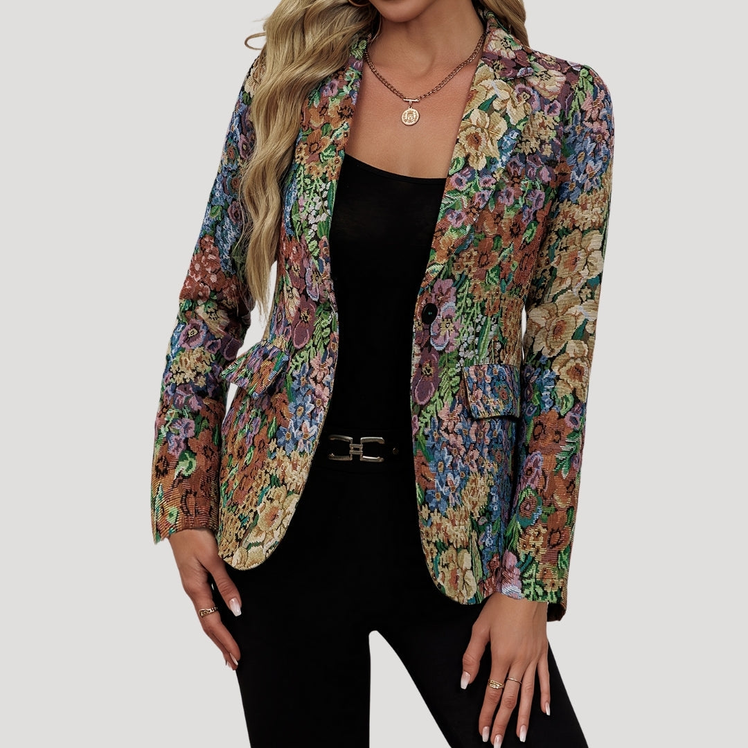 Eleganter Blumen-Blazer mit tailliertem Schnitt für Damen – Stilvoll & Modern für Business & Alltag