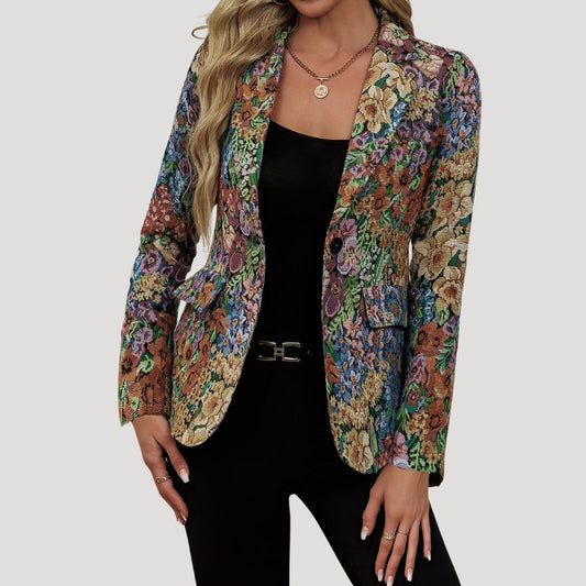 Eleganter Blumen-Blazer mit tailliertem Schnitt für Damen – Stilvoll & Modern für Business & Alltag