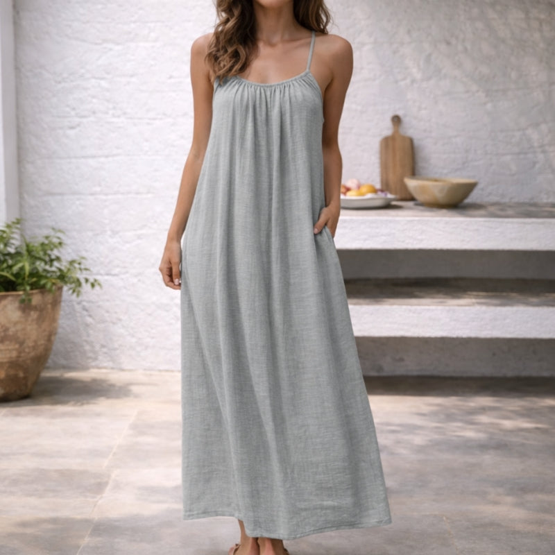 Maxikleid mit Spaghettiträgern für Damen – Luftiges Sommerkleid mit Offenem Rücken & Lockerer Passform