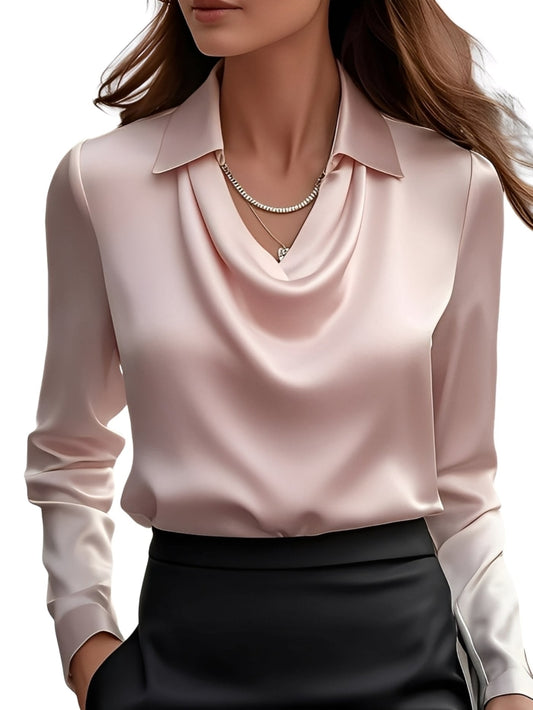 Diane - Elegante Satinbluse mit langen Ärmeln für Frauen