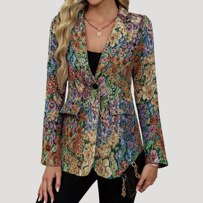 Eleganter Blumen-Blazer mit tailliertem Schnitt für Damen – Stilvoll & Modern für Business & Alltag