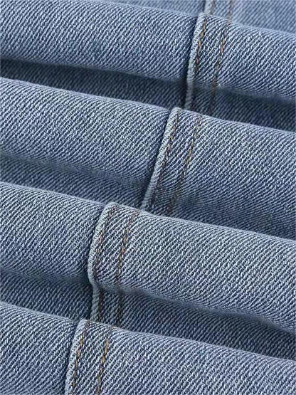 Moréa - Jean Évasé Stretch Taille Haute für Frauen mit Patchwork von Zwei Sternen auf dem Rücken