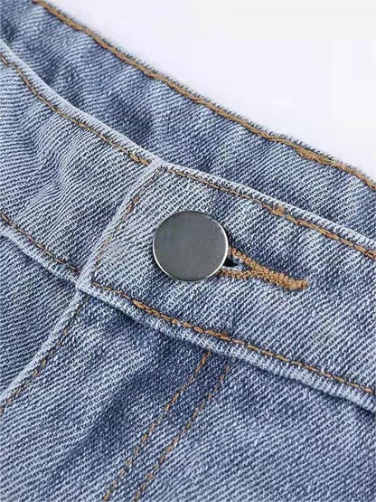 Moréa - Jean Évasé Stretch Taille Haute für Frauen mit Patchwork von Zwei Sternen auf dem Rücken