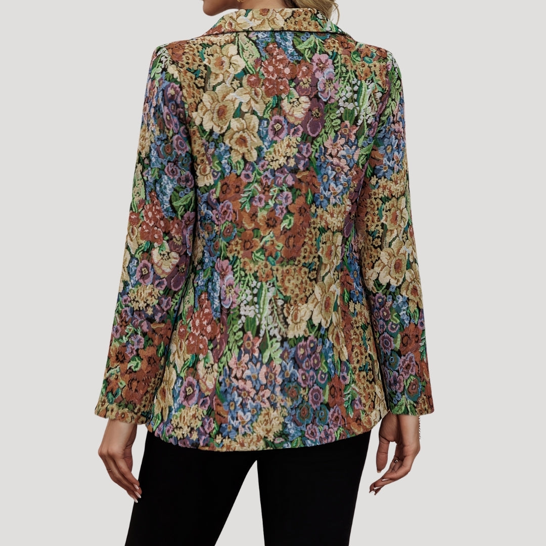Eleganter Blumen-Blazer mit tailliertem Schnitt für Damen – Stilvoll & Modern für Business & Alltag