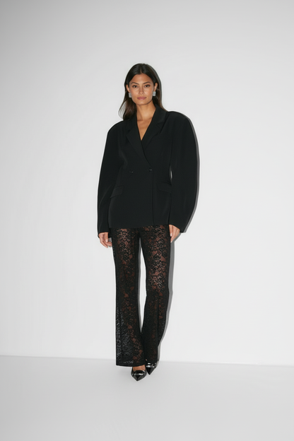Mirazelle - Langer Damenhose mit transparenter floraler Spitzenüberlage