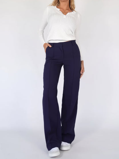 Floréa - Elegante Hochtaillierte Stretchhose mit Geradem Bein für Frauen