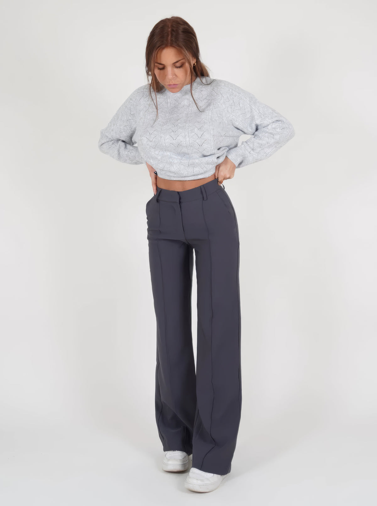 Floréa - Elegante Hochtaillierte Stretchhose mit Geradem Bein für Frauen