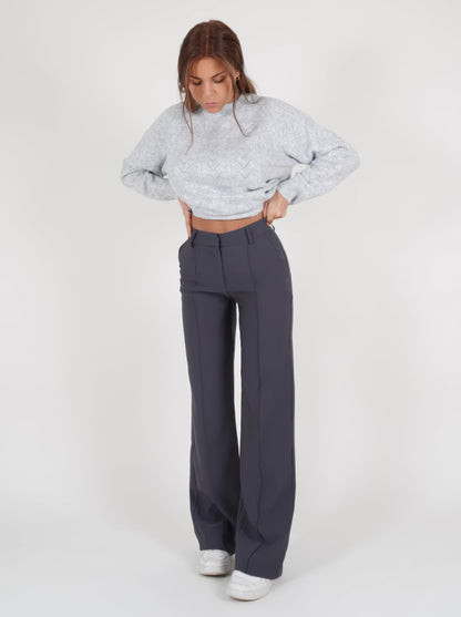 Floréa - Elegante Hochtaillierte Stretchhose mit Geradem Bein für Frauen